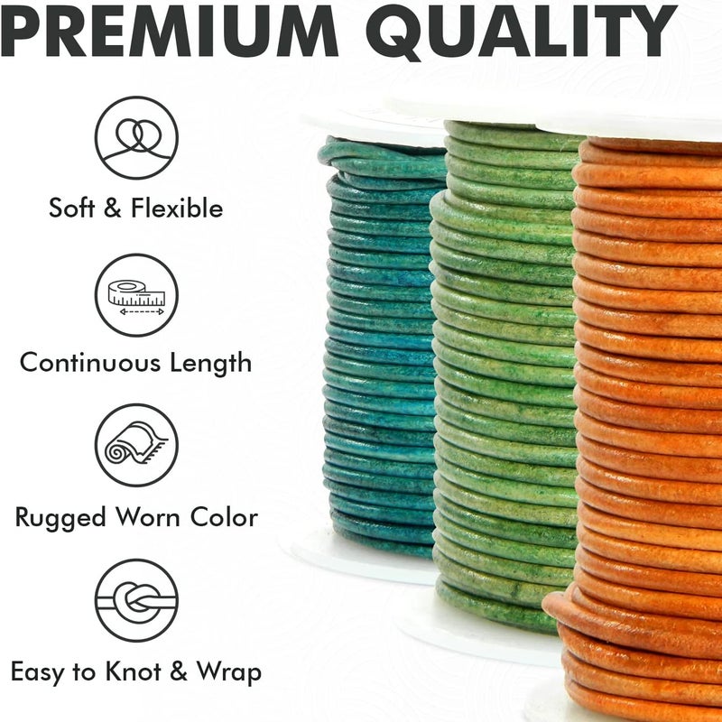 Decobuy Leather Cord for Jewelry Making, Round Cording 1.5 mm Rope, 27 Yards Used for Crafts, Necklace String, Braiding - Black - Image 5